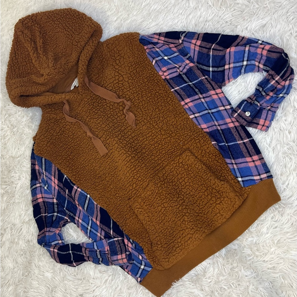 Brown and Blue Plaid Sherpa rework